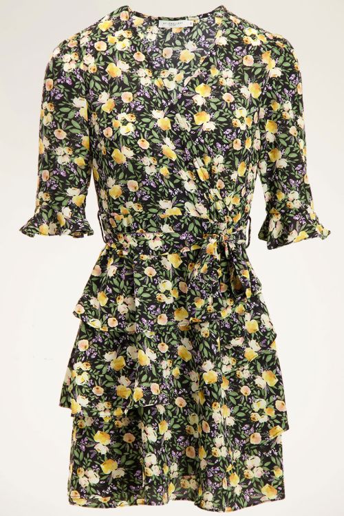 Overslagjurk gele bloemenprint | My Jewellery