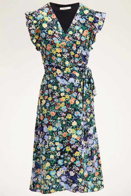 Midi overslagjurk blauwe bloemenprint | My Jewellery