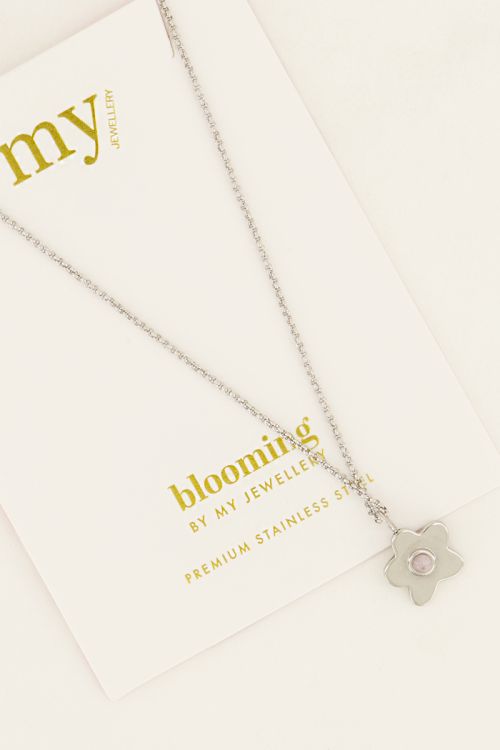 Ketting met bloem & rose quartz steen | My Jewellery