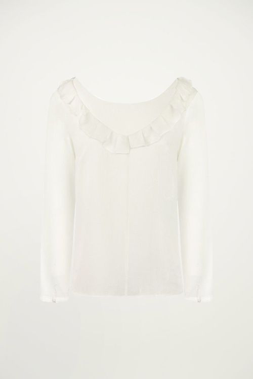 Blouse met ruffle lage rug wit, Blouses