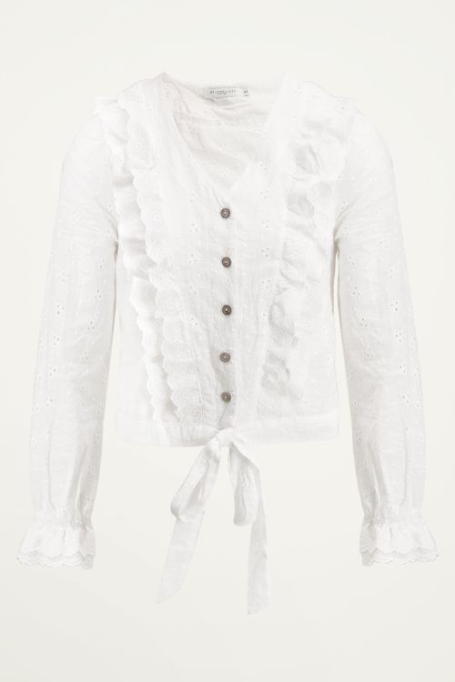 Blouse ruffle & knoop, broiderie blouse My Jewellery