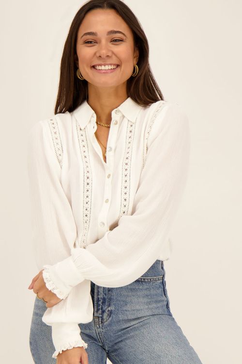 Blouse met verticale banen van details | My Jewellery