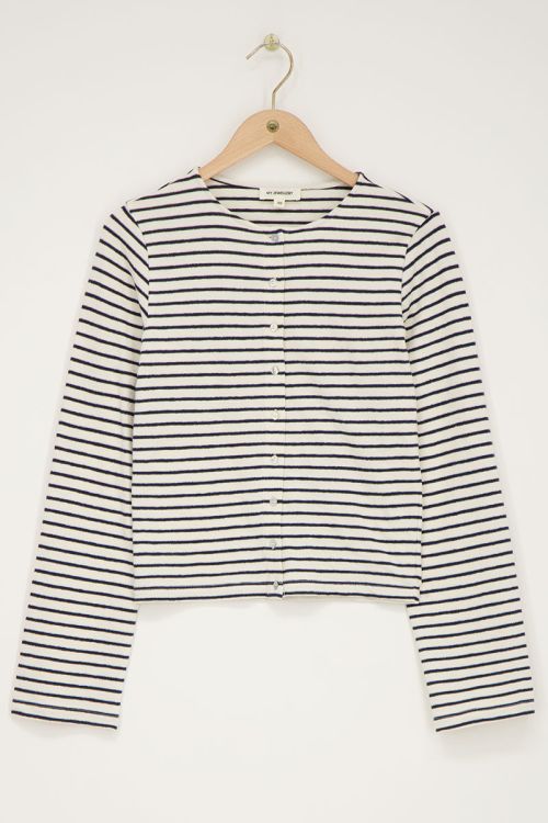 Blue and white striped cardigan with buttons | My Jewellery