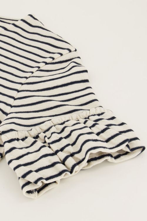 Blue and white striped top with ruffle sleeves | My Jewellery