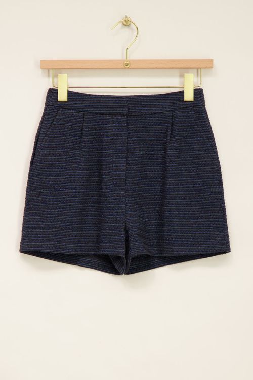 Blaue Boucle-Shorts mit Lurex