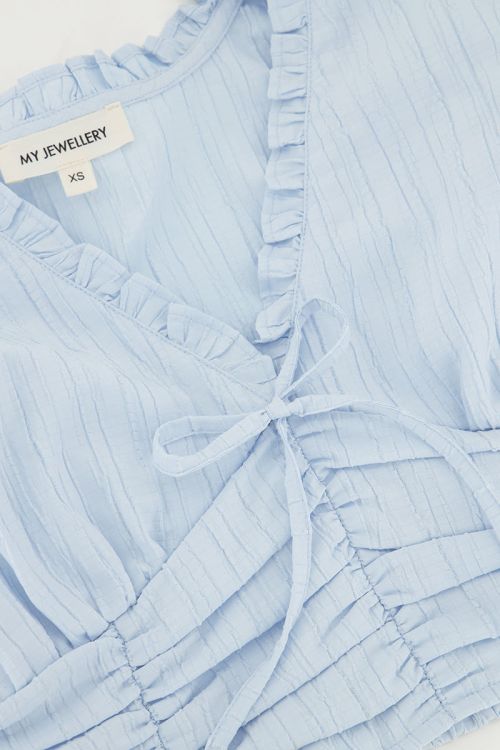 Light blue crop top with ruffles and smock | My Jewellery