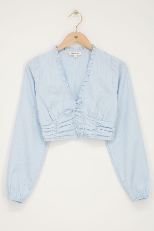 Light blue crop top with ruffles and smock | My Jewellery