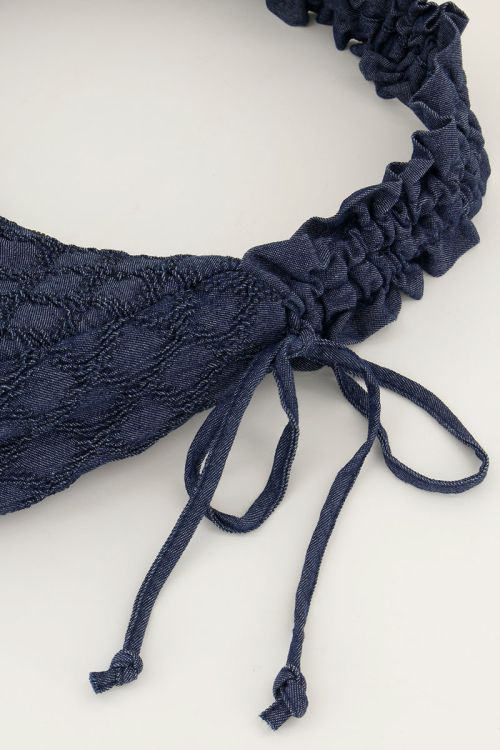 Blue denim crossbody bag with ruffles | My Jewellery