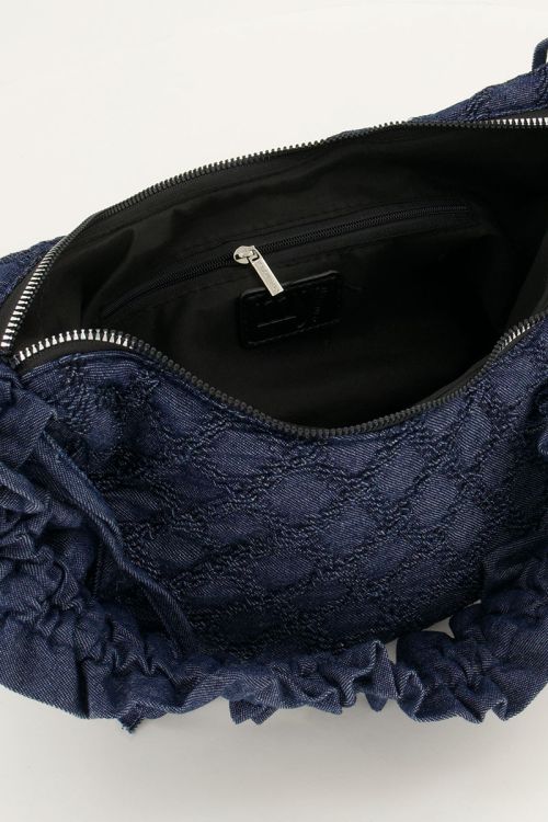 Blue denim crossbody bag with ruffles | My Jewellery