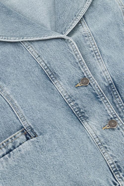 Blue denim gilet with elasticated waistband | My Jewellery