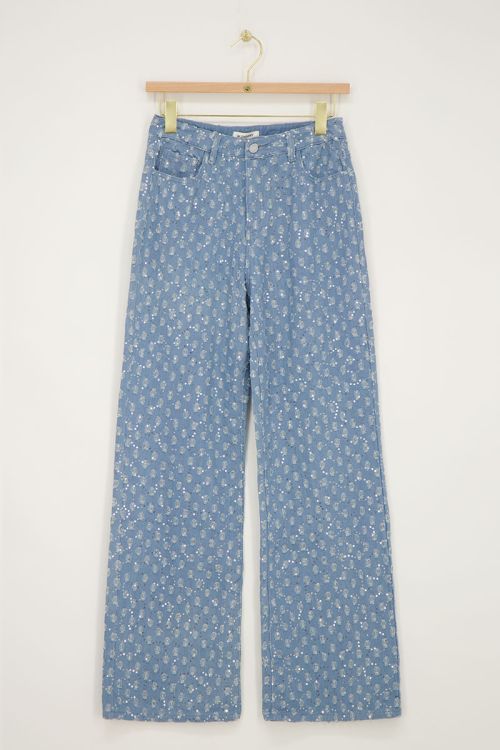 Blue denim jeans with sequins | My Jewellery