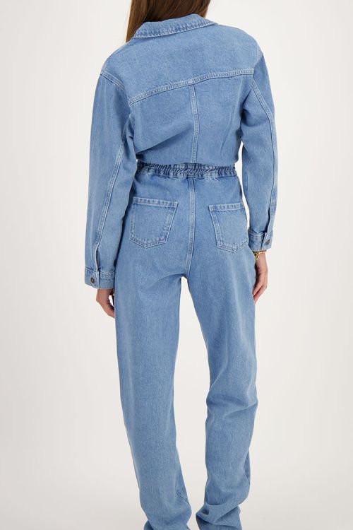 Blue denim jumpsuit with collar | My Jewellery