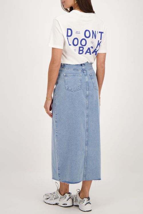 Blue denim midi skirt with buttons | My Jewellery