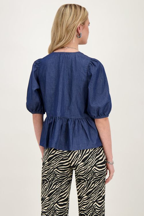 Blue denim top with bows and puff sleeves | My Jewellery