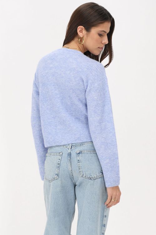 Blue knitted cardigan with small buttons  | My Jewellery