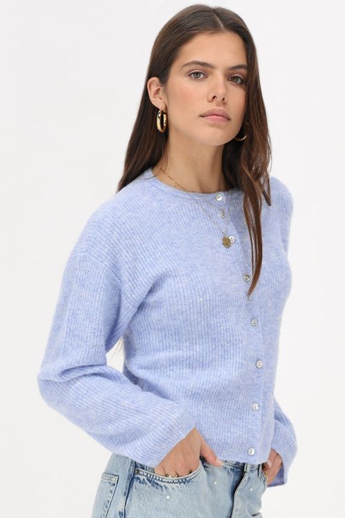 Blue knitted cardigan with small buttons  | My Jewellery