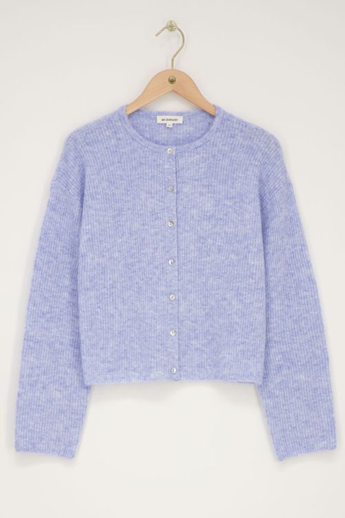 Blue knitted cardigan with small buttons  | My Jewellery
