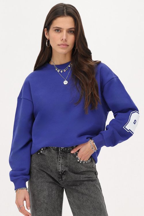 Blue oversized sweatshirt "Bonheur" | My Jewellery