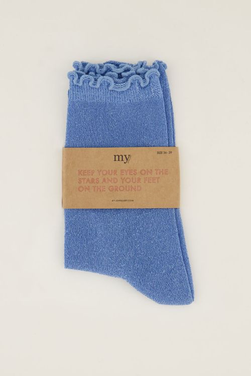Blue socks with lurex and ruffle | My Jewellery
