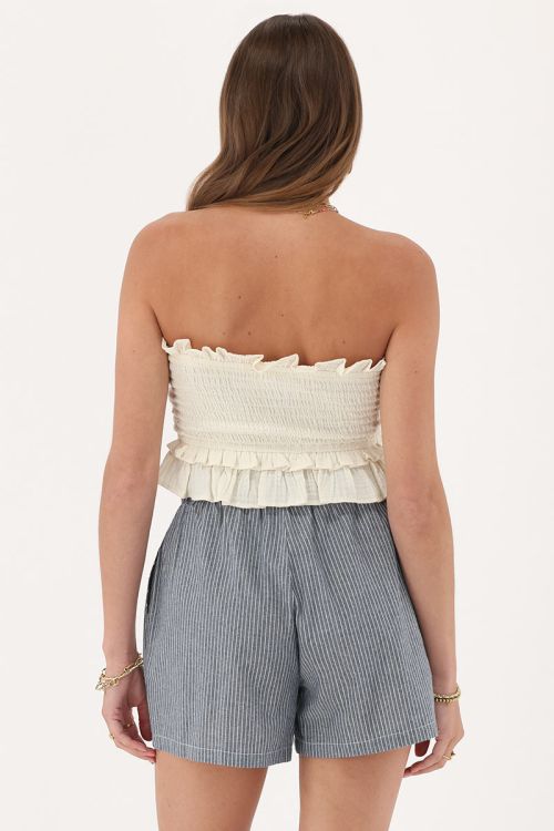 Blue striped shorts with patch | My Jewellery