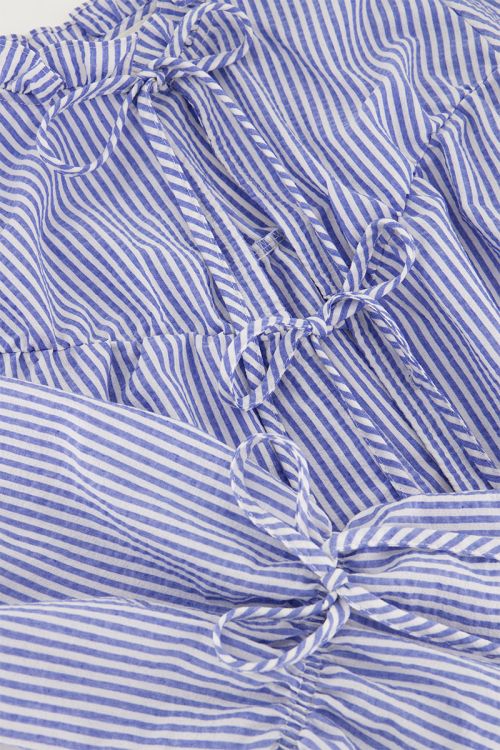 Blue-white striped top with bows & ruffles | My Jewellery