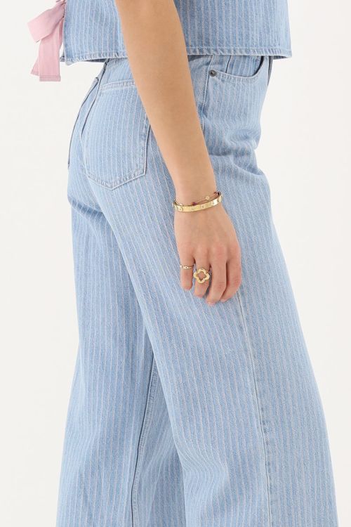 Blue wide leg jeans with stripes | My Jewellery
