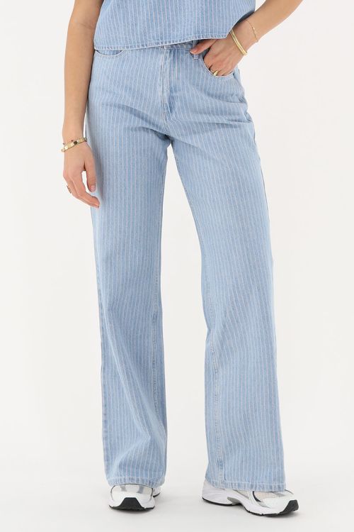 Blue wide leg jeans with stripes | My Jewellery
