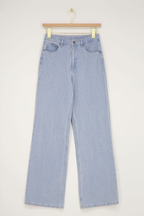 Blue wide leg jeans with stripes | My Jewellery