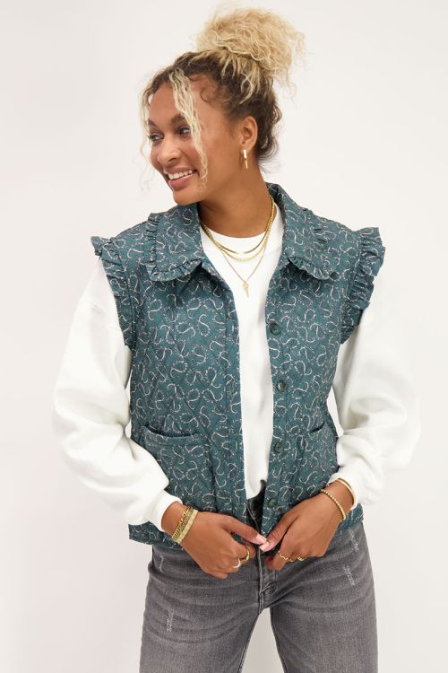 Groene paisleyprint gilet