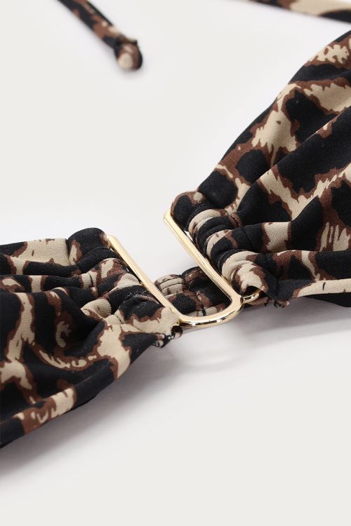Brown bandeau bikini top u-shape with leopard print | My Jewellery