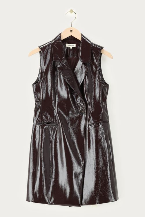 Brown vest blazer dress patent look | My Jewellery