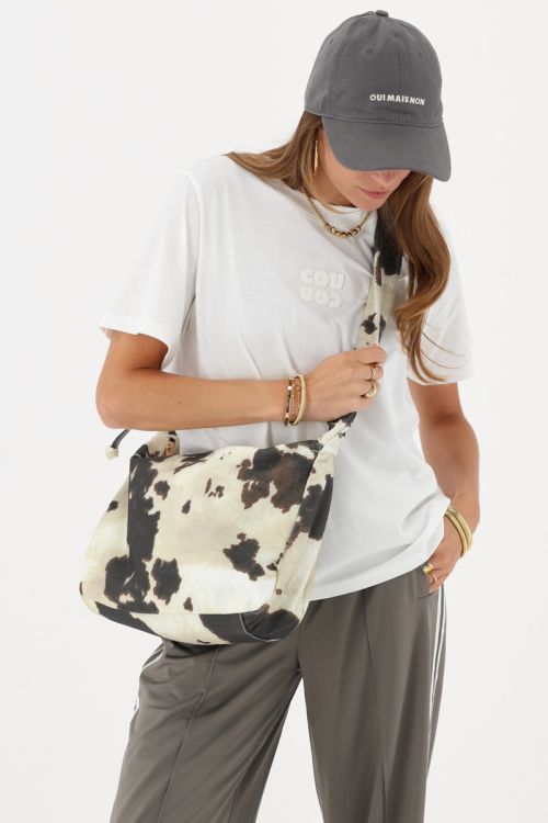 Brown shoulder bag with cow print | My Jewellery