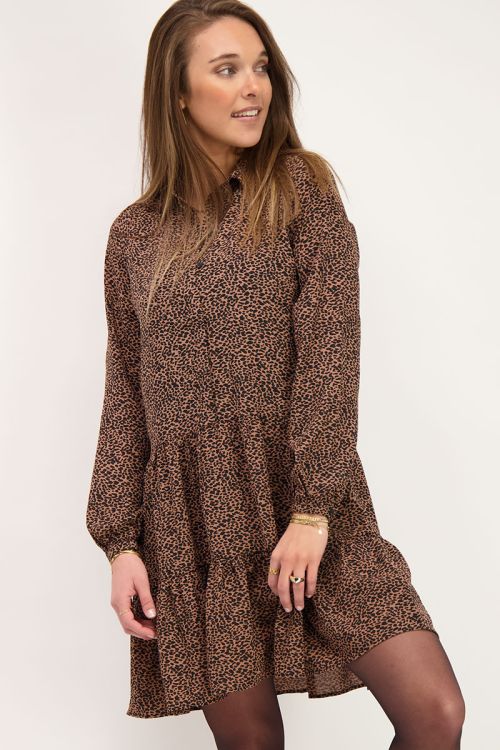 Bruine blousejurk met cheetah print | My Jewellery