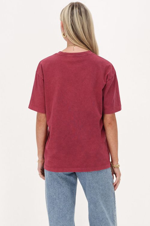 Burgundy basic T-shirt acid wash | My Jewellery