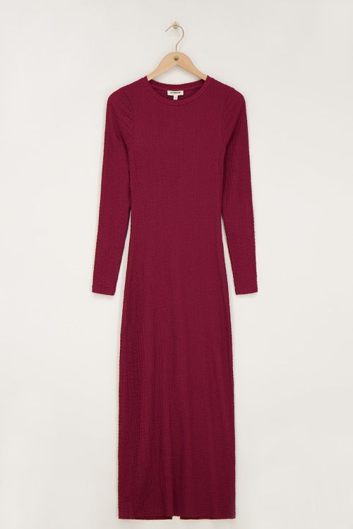 Burgundy maxi dress with structure & split | My Jewellery