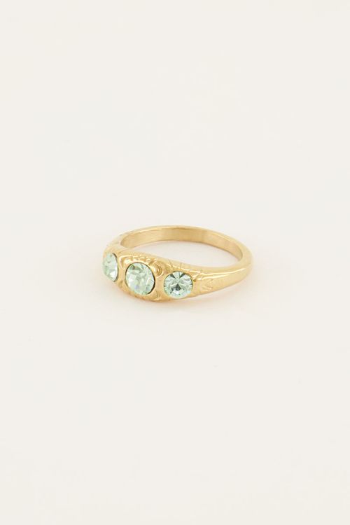 Triple mint leaves ring