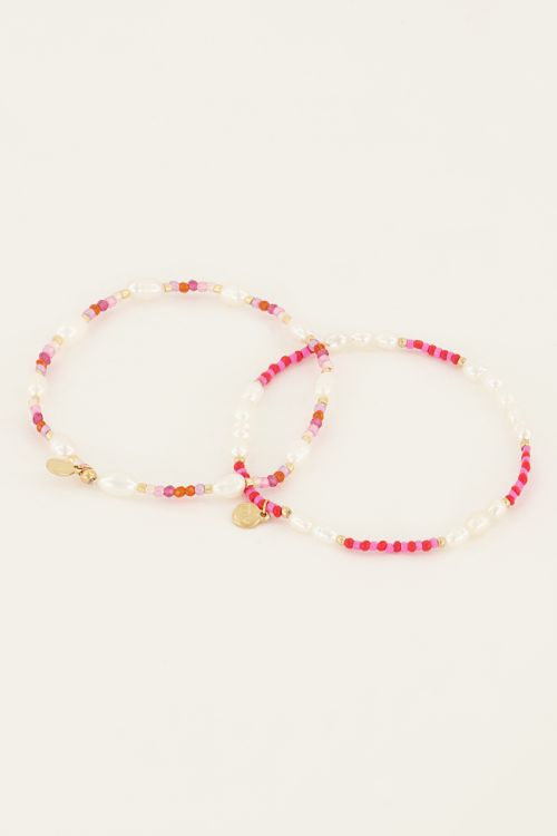 Candy armbanden set met roze kralen