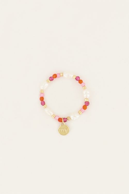 Candy ring met roze kralen