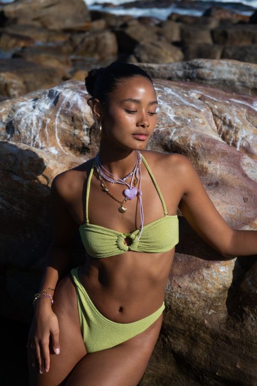Green bandeau bikini top with lurex | My Jewellery