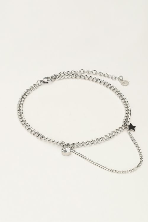 Chain link anklet with rhinestone & star | My Jewellery