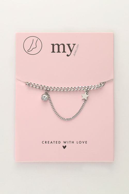 Chain link anklet with rhinestone & star | My Jewellery