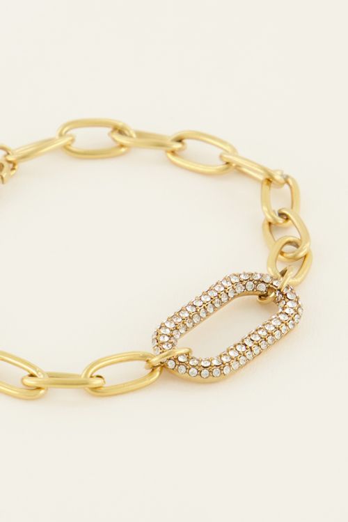 Schakelarmband met strass bedel | My Jewellery