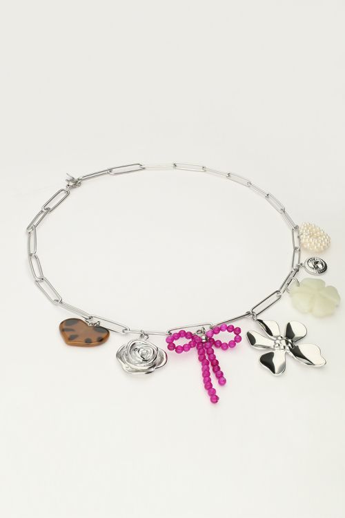 Charm necklace with link and multicolor flower charms | My Jewellery