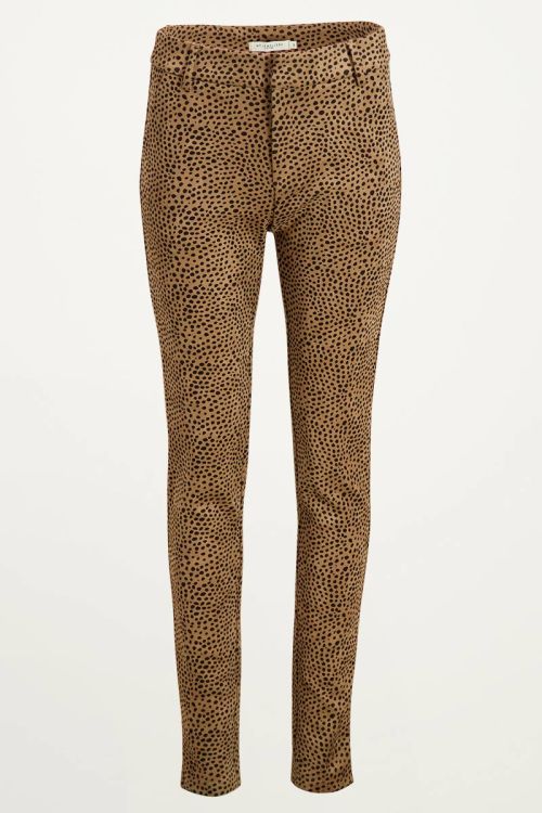 Beige suedine pantalon cheetah print, suedine pantalon