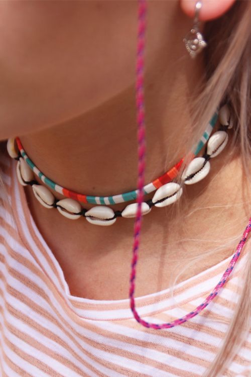 Oranje choker platte kralen, oranje choker