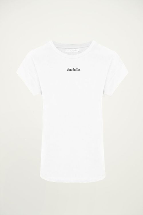 White Ciao Bella boyfriend shirt | White T-shirt | My Jewellery