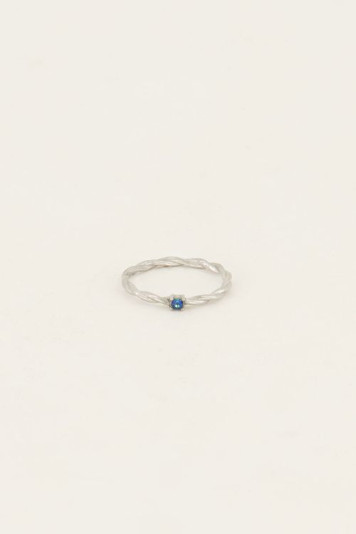 Cocktail ring gedraaid met blauwe steen | My Jewellery