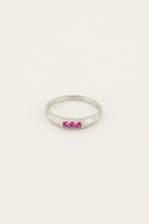 Cocktail ring met drie fuchsia stenen | My Jewellery