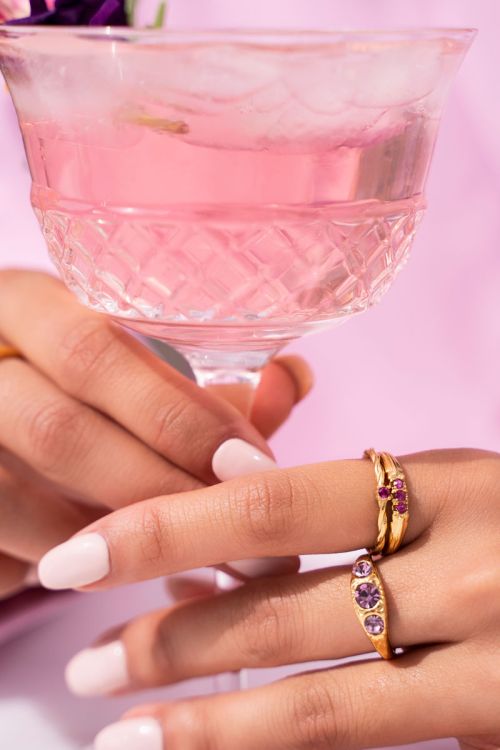 Cocktail ring gedraaid met roze steen | My Jewellery