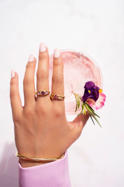 Cocktail ring klassiek met roze stenen | My Jewellery